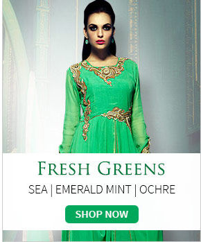 Attires in vibrant hues of Green. Explore!