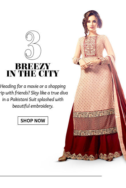Select from our lovely repertoire of Pakistani Suits. Buy Now!