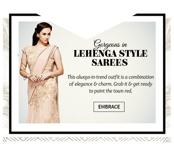 Choose from our beautiful range of Lehenga Style Sarees. Buy Now!