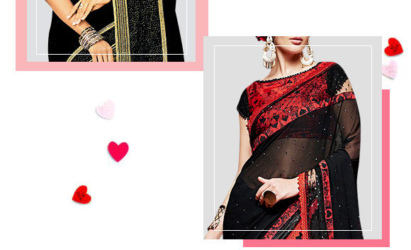 Black Sarees in Georgette, Chiffon and more. Shop!