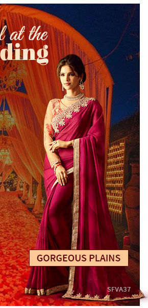 Plain Sarees with Borders for celebrations. Shop!