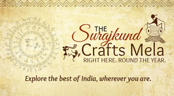 Surajkund Mela range of Chanderis, Tant, Gadwal Sarees, Gota work, Mojris, Potlis & more. Shop!