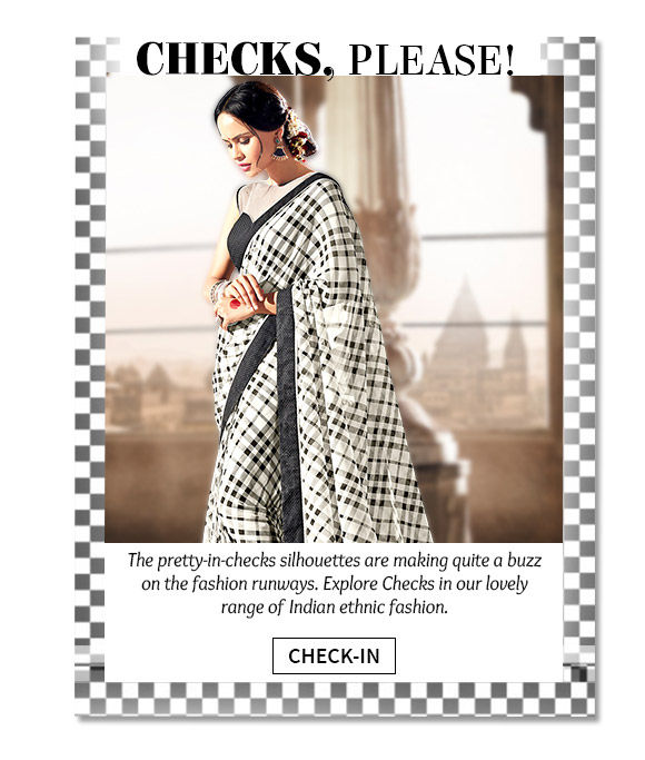 Beautiful Salwars Suits, Sarees & Indo-western in Check pattern. Buy Now!