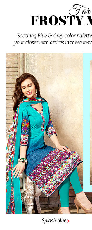 Explore Sarees, Salwar Suits, Lehenga Cholis & more in Blue hue. Buy Now!