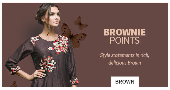 Sarees, Salwar Suits, Lehengas and more in Brown. Shop!
