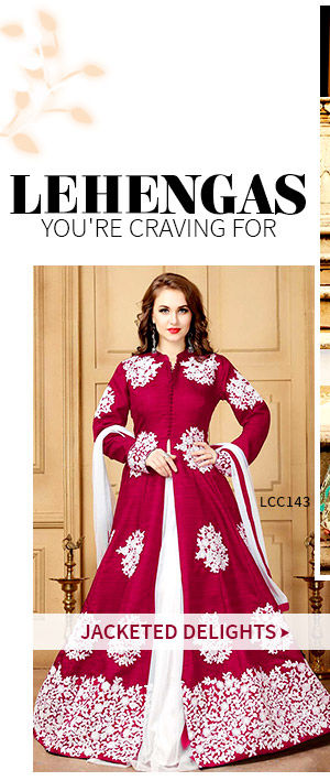 Indo Western Lehengas in bright hues. Shop!