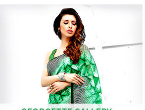 Georgette Sarees with work and print. Shop!