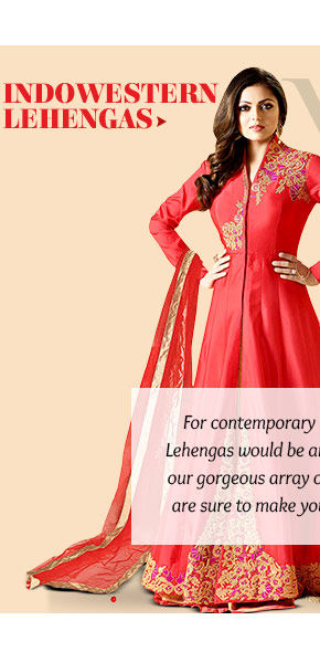 The fusion meets heritage Indowestern Lehengas. Buy Now!