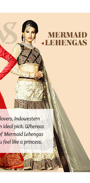 The perfect style for a bride to be- Mermaid Style Lehengas. Buy Now!
