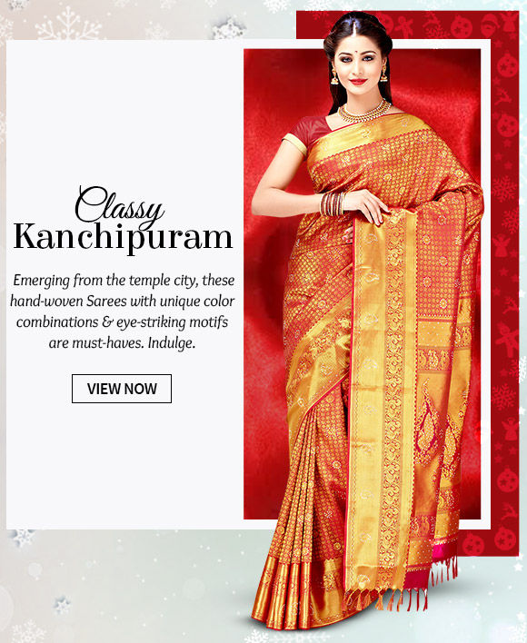 Choose from our vast range of beautiful Kanchipuram Sarees. Buy Now!