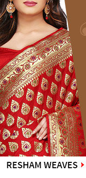 Resham Embroidered Sarees & Suits with Resham Weaves like Cotton Silk, Pure Silk Sarees. Shop Now!