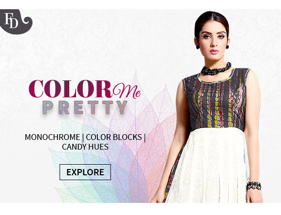 Fusion Wear, Sarees & Salwar Suits in Black & White, Color Blocks & Candy Hues. Shop!