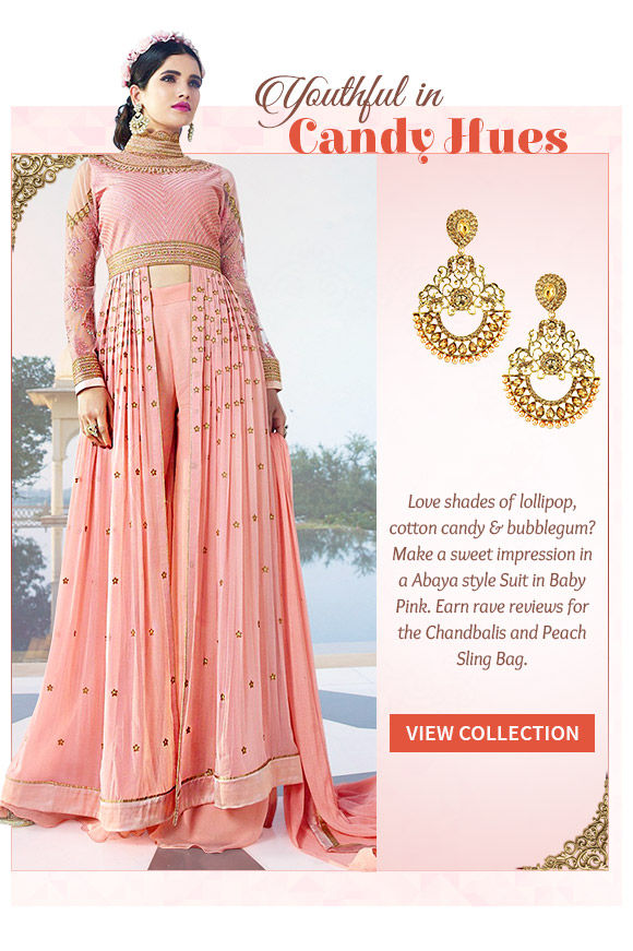 Attractive Salwar Suits in Pastels, Soft Pops & Pinks with add-ons. Shop!