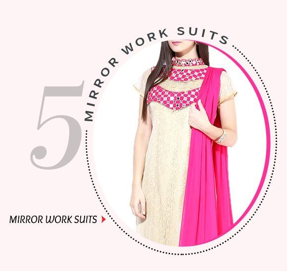 Salwar Suits adorned with Mirror Work. Shop Now!