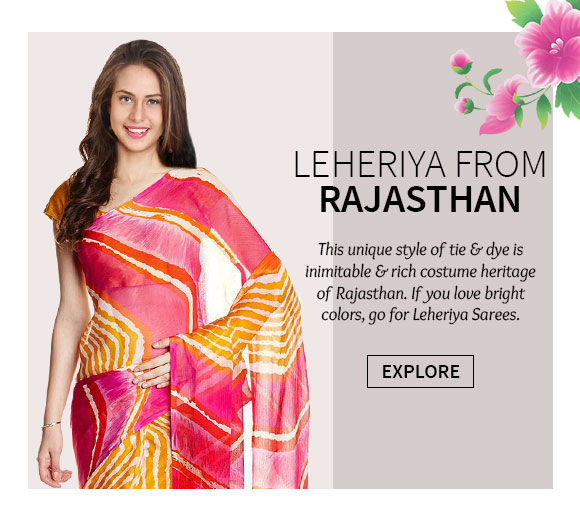 A lovely collection of Leheriya Sarees. Shop Now! 