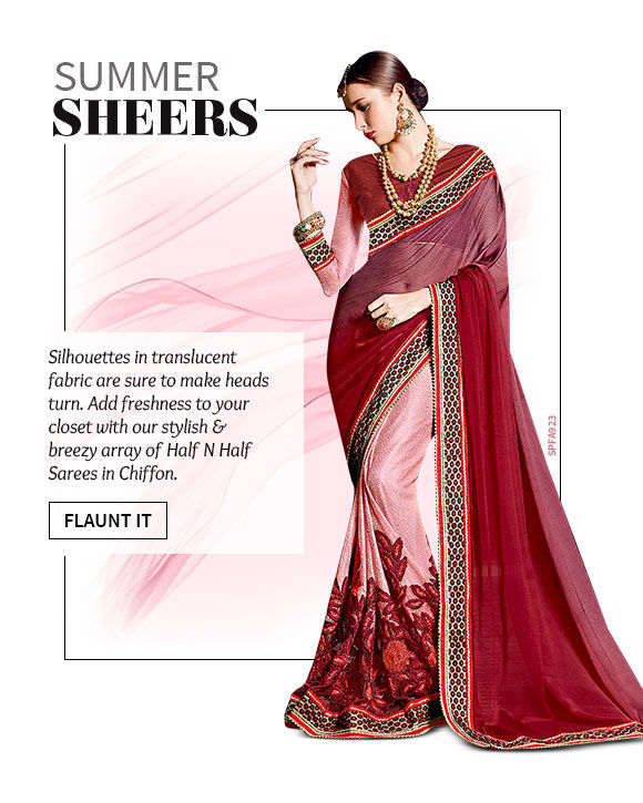 Choose from our wide range of gorgeous Chiffon Sarees. Shop Now!