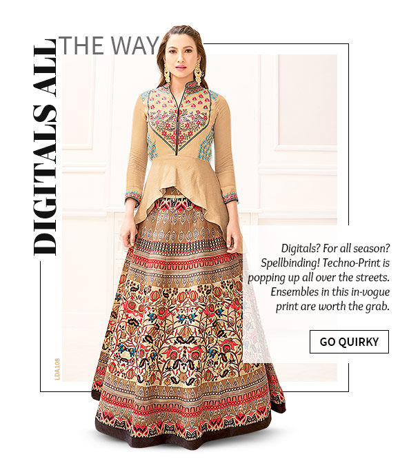 Lovely array of Salwar Suits, Sarees, Indo-western & more in Digital print. Shop Now!
