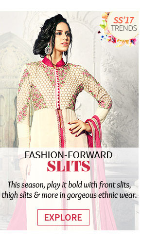  Salwar Kameez, Lehenga Cholis and Fusion Wear with front slits, thigh slits & more. Shop!