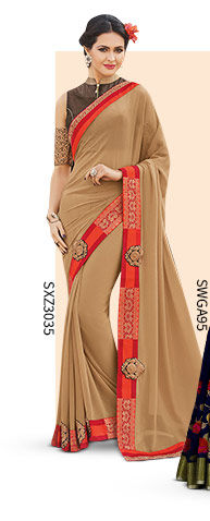 A myriad of smart Plain Bordered Sarees. Shop Now!