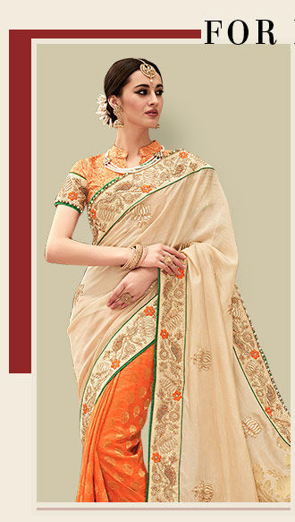A beautiful repertoire of Half N Half Sarees. Shop Now!