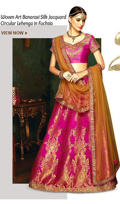 Woven Art Banarasi Silk Jacquard Circular Lehenga in Fuchsia