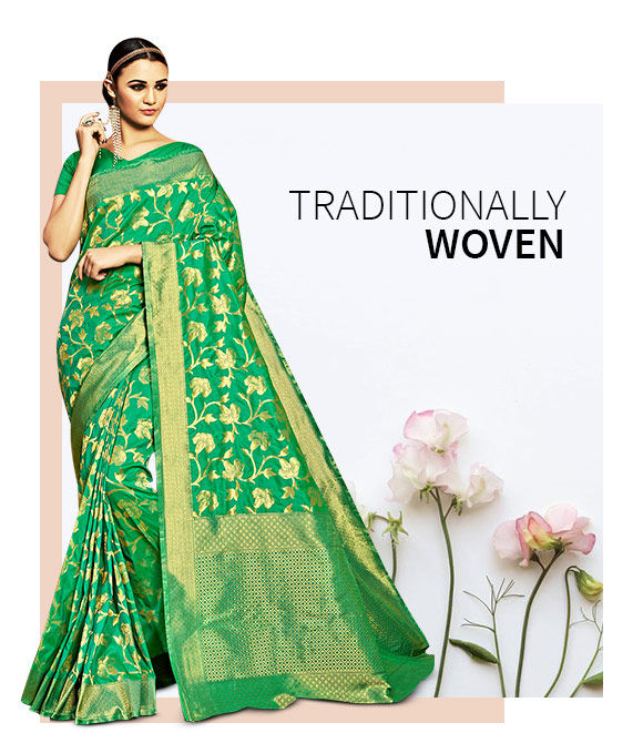 New Arrivals in Woven Sarees. Shop Now!