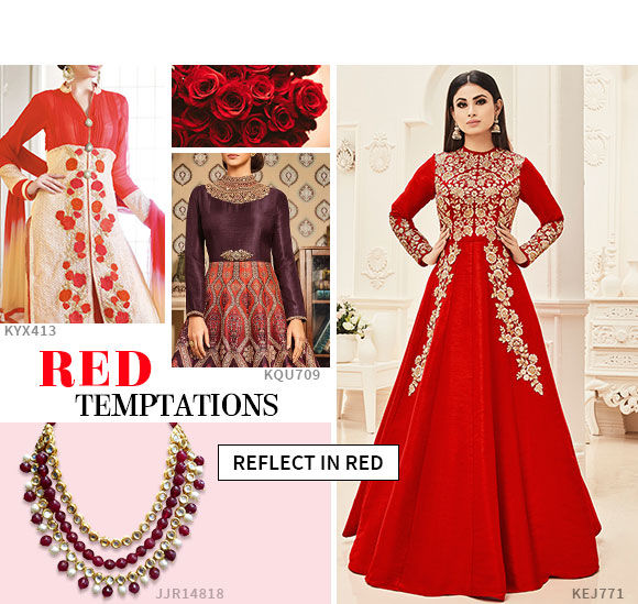 Own the salwar suits in powerful red hue. Own the salwar suits in powerful red hue.