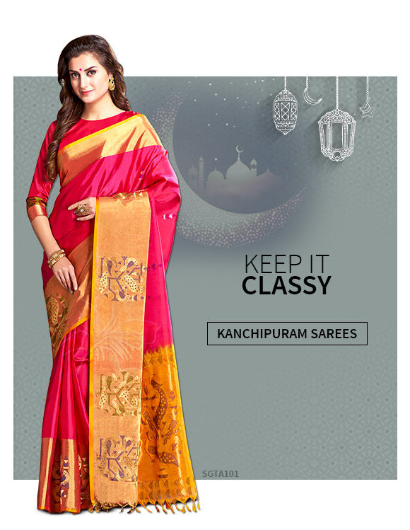 A gorgeous range of Attires in Kanchipuram Silk. Shop Now!