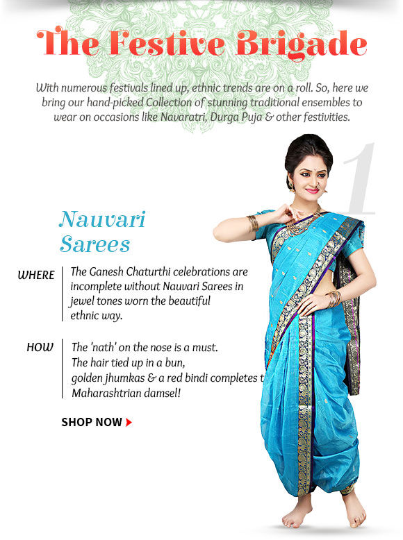 Nauvari Sarees for Ganesh Chaturthi. Shop!