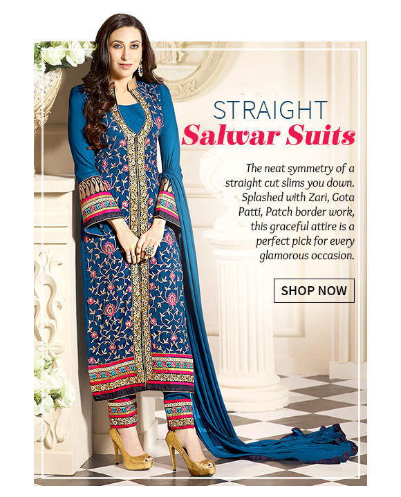  Choose from our wide range of stunning Straight Salwar Suits. Buy Now!