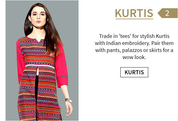 Attractive range of Long & Short Kurtas in bright colors & delicate work. Shop!