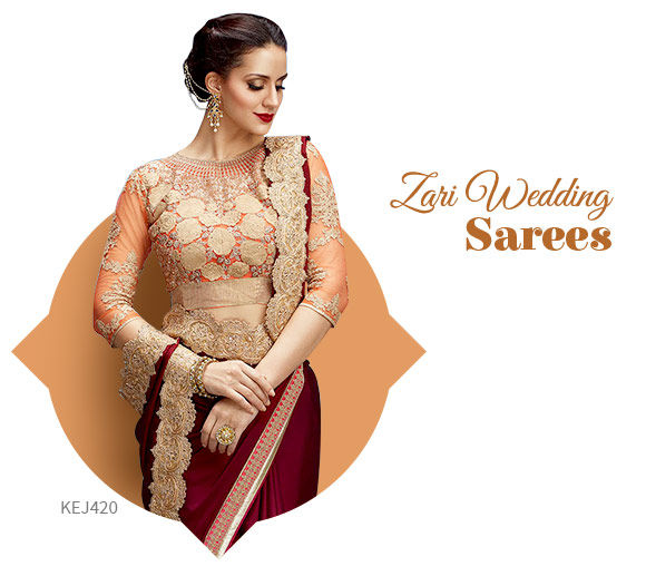 Wedding Special: Zari work Sarees. Shop!