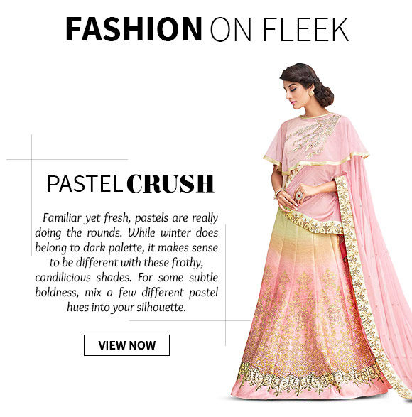 Select from our  wide range of Sarees, Salwar Suits, Lehenga Cholis & more in pastel shades. Buy Now!