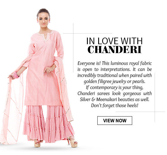 Straight Cut. A-line  Suits, Sarees & more in Chanderi fabric. Buy Now!