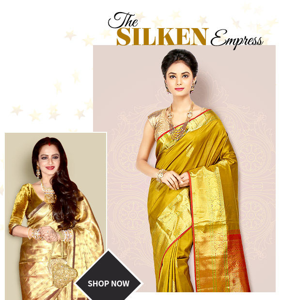 Select from our wide array of Rekha-inspired Kanchipuram Sarees. Buy Now!