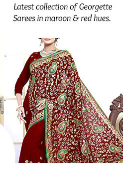 New Arrivals in Georgette Sarees in maroon & red hues. Buy Now!