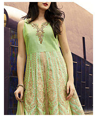 New Arrivals in Art Silk Lehengas with Embroidered Kameez. Buy Now!
