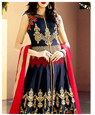 New Arrivals in Art Silk Lehengas with Embroidered Kameez. Buy Now!
