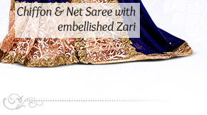 Chiffon & Net Saree with Embellished Zari. Shop Now!