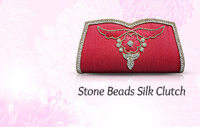 Stone Beads Silk Clutch. Shop Now!