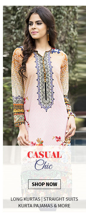 Casual closet of Sarees, Salwar Suits, Fusion, Menswear & Jewelry. Shop Now!