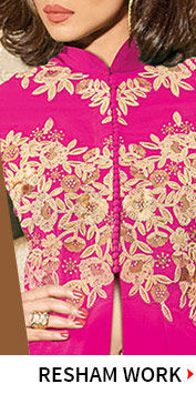 Resham Embroidered Sarees & Suits with Resham Weaves like Cotton Silk, Pure Silk Sarees. Shop Now!