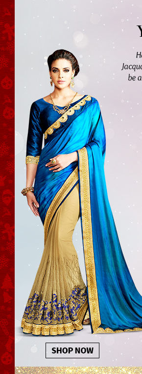  Choose from our beautiful range of Half ‘N’ Half, Art Silk, Jacquard & Pastel hued Sarees. Buy Now!