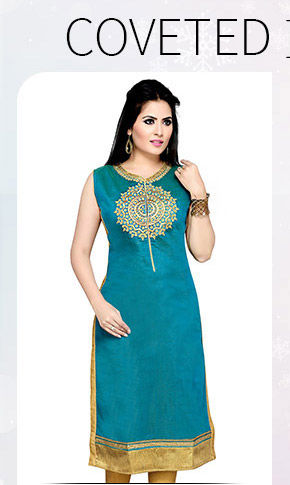 Lovely collection of Chanderi Kurtas. Buy Now!