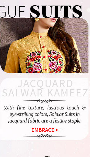 Choose from our wide range of Salwar Suits in Jacquard fabric. Buy Now!