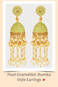 Pearl Enamelled Jhumka Style Earrings