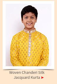 Woven Chanderi Silk Jacquard Kurta Set in Yellow