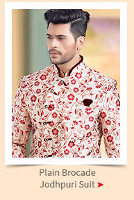 Plain Brocade Jodhpuri Suit in Off White