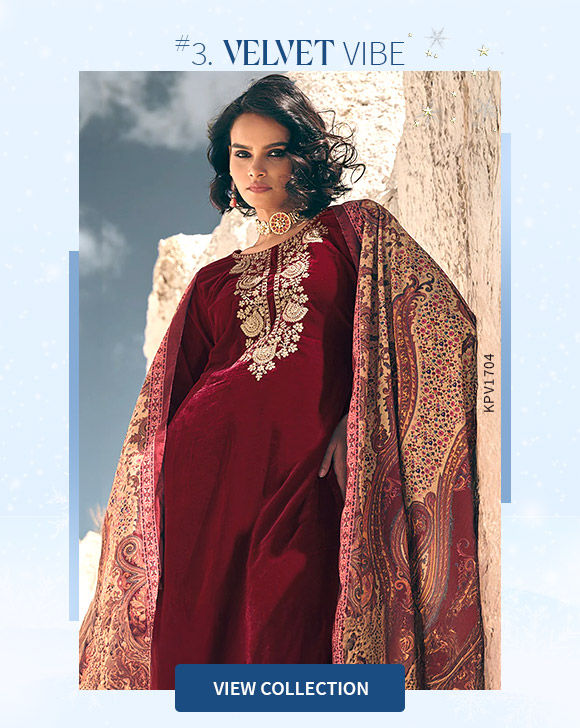 Royal collection of Velvet Salwar Suits, Sherwanis, and more. Shop!